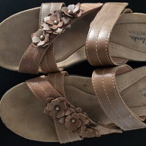 Clarks Congac Tan Leather Sandals